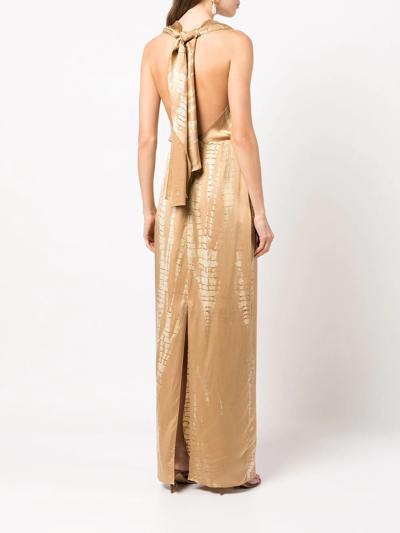 Voz Convertible Silk Maxi Dress In Brown