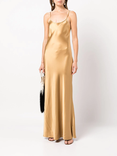 无袖真丝超长吊带裙