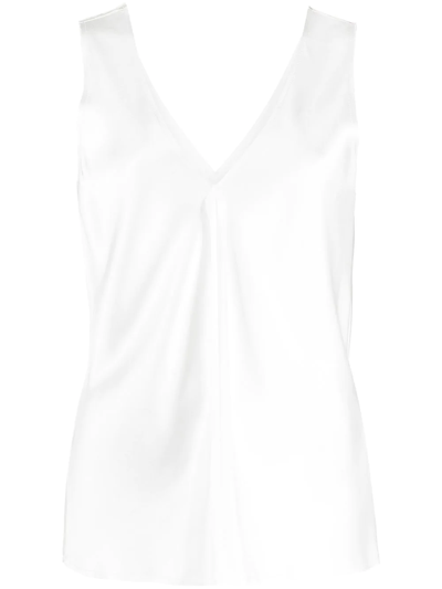 Shop Voz Raw-cut Silk Tank Top In White