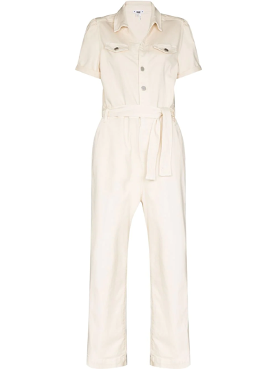 Shop Paige Anessa Short-sleeved Jumpsuit In White