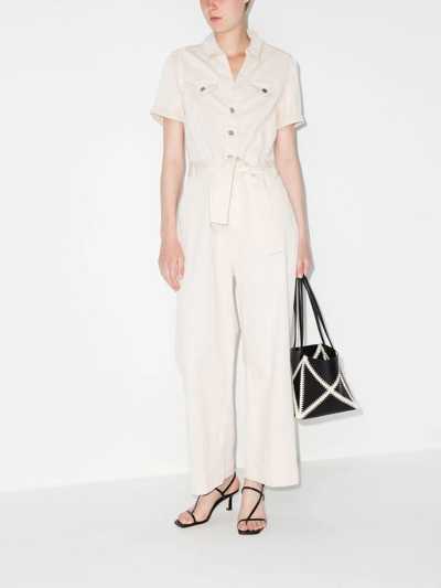 Shop Paige Anessa Short-sleeved Jumpsuit In White