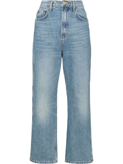 Shop B Sides Mid-rise Cropped Jeans In Blue
