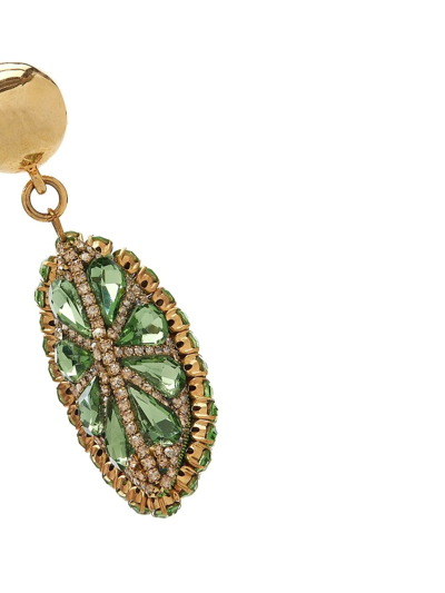 Shop Oscar De La Renta Crystal-pendant Clip-on Earrings In Gold