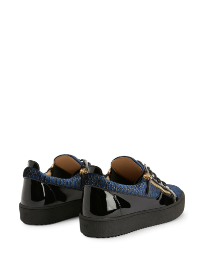 Giuseppe Zanotti Scale-print Leather Sneakers In Blue