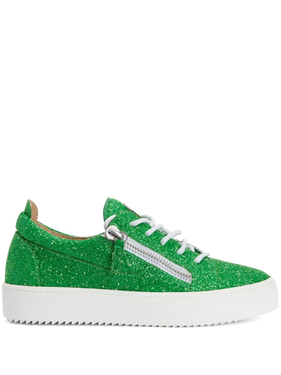 Shop Giuseppe Zanotti Gail Glitter Low-top Sneakers In Green