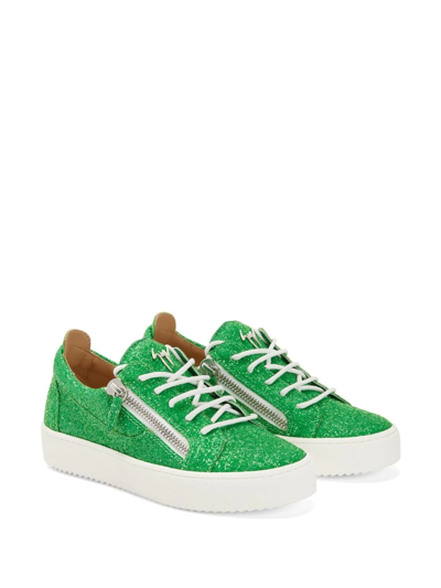 Shop Giuseppe Zanotti Gail Glitter Low-top Sneakers In Green