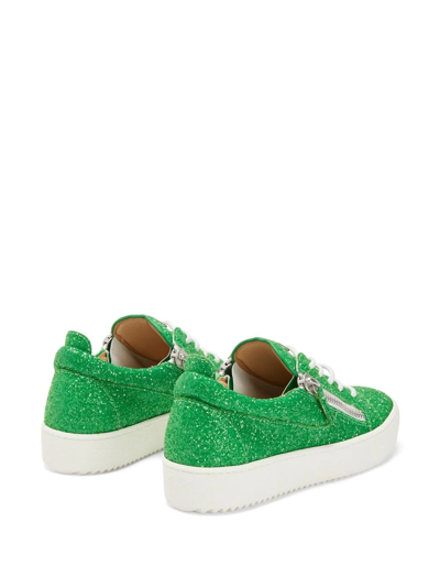 Shop Giuseppe Zanotti Gail Glitter Low-top Sneakers In Green