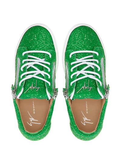 Shop Giuseppe Zanotti Gail Glitter Low-top Sneakers In Green