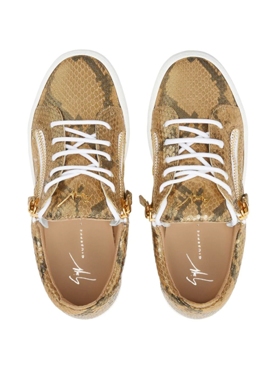 Shop Giuseppe Zanotti Gail Snakeskin-effect Sneakers In Gold