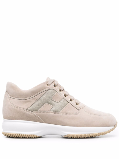 Shop Hogan Women's  Beige Suede Lace Up Shoes