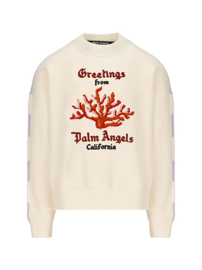 Shop Palm Angels Men's  White Other Materials Sweater