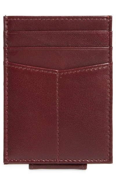 Shop Nordstrom Liam Leather Money Clip Card Case In Burgundy