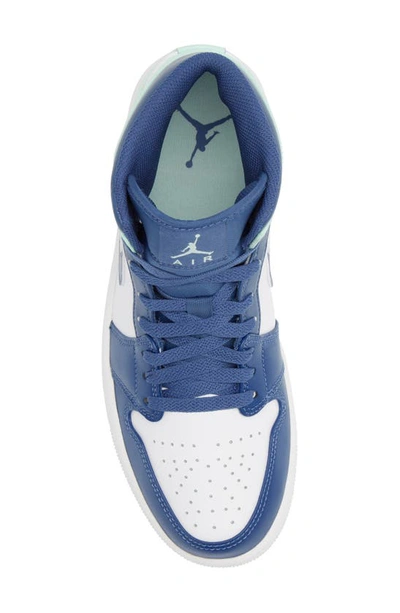 Shop Jordan Nike Air  1 Mid Sneaker In Mystic Navy/ Mint Foam/ White