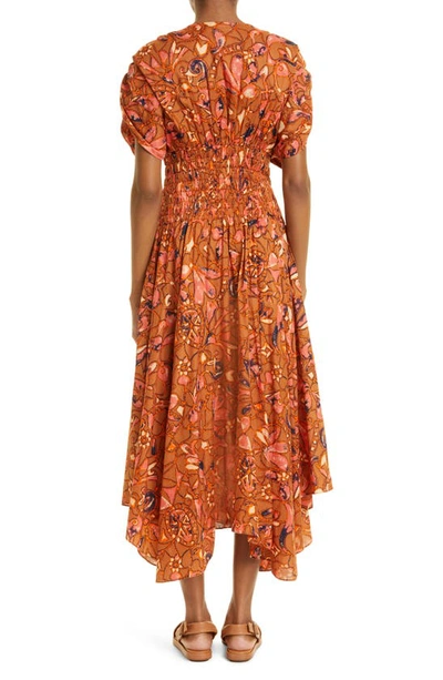 Shop A.l.c Lucia Cotton Midi Dress In Bronze Tone Multi