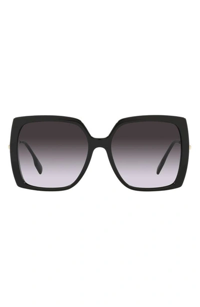 Shop Burberry 57mm Square Sunglasses In Black/ Grey Gradient