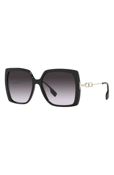 Shop Burberry 57mm Square Sunglasses In Black/ Grey Gradient