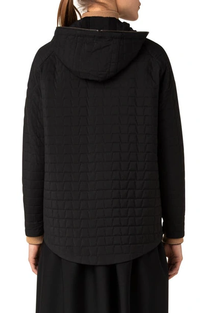 Shop Akris Enon Quilted Taffeta Hooded Jacket In Black