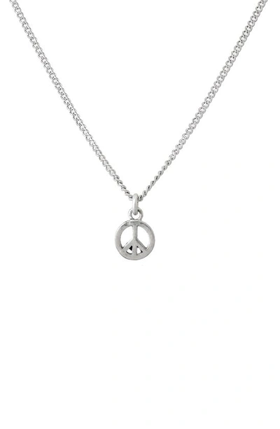 Shop Allsaints Sterling Silver Peace Sign Necklace In Warm Silver
