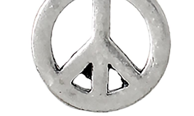 Shop Allsaints Sterling Silver Peace Sign Necklace In Warm Silver