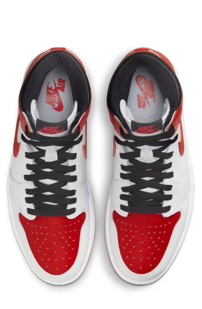 Shop Jordan Nike  Air  1 Retro High Top Sneaker In White/ University Red/ Black