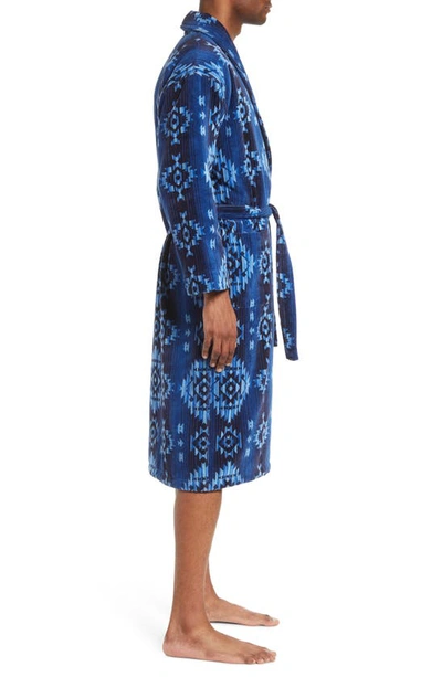 Shop Majestic Gifted Cotton Terry Velour Robe In Blue