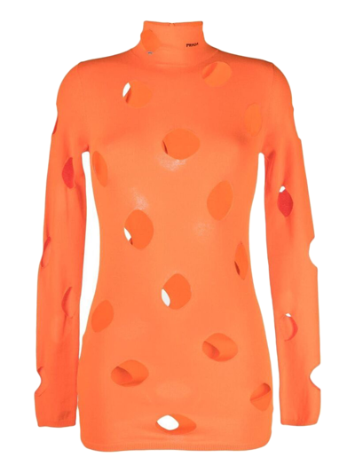 Shop Prada Women's Knitwear & Sweatshirts -  - In Orange Synthetic Fibers