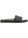 Buscemi Logo-debossed Leather Slides In Black