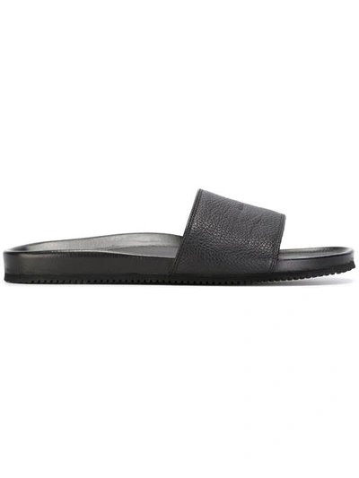 Buscemi Logo Embossed Slider Sandals In Black