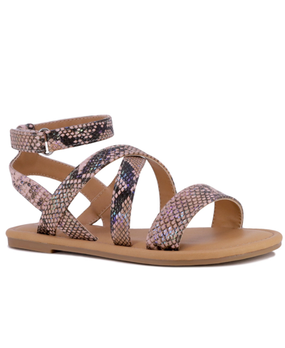 Shop Sugar Little Girls Kanafeh Sandals In Blush Snake