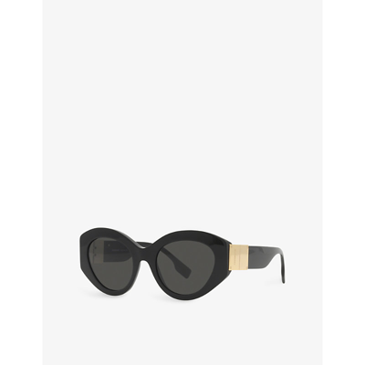 Shop Burberry Womens Black Be4361 Sophia Cat-eye Sunglasses
