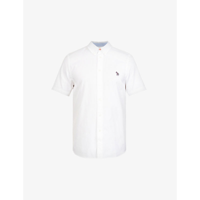 Shop Ps By Paul Smith Zebra-patch Short-sleeved Organic-cotton Shirt In White