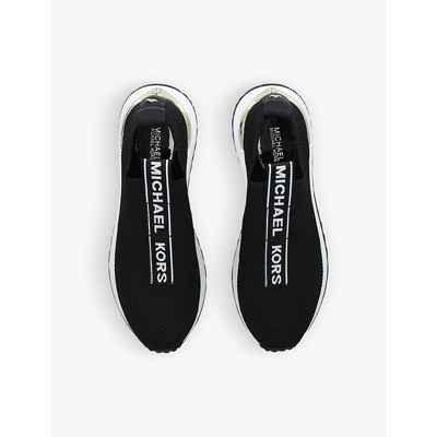 Shop Michael Michael Kors Women's Black Bodie Logo-tape Mesh Slip-on Trainers