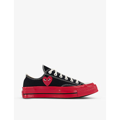 Comme Des Garçons X Converse Men's Play Chuck 70 Low-top Canvas Sneakers In  Black/red | ModeSens