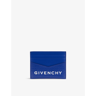 Shop Givenchy 4g Logo-embossed Leather Cardholder In Ocean Blue