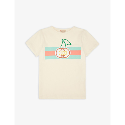 Shop Gucci Cherry Graphic-print Cotton-jersey T-shirt 4-12 Years In Sunkissed/mc