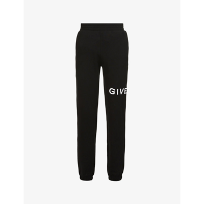 Shop Givenchy Logo-embroidered Regular-fit Cotton-jersey Jogging Bottoms In Black