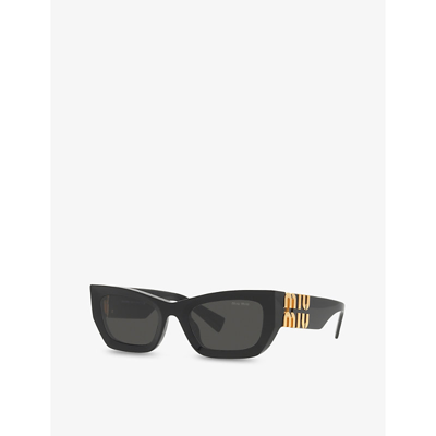 Miu Miu Mu 09ws Rectangle-frame Acetate Sunglasses In Black