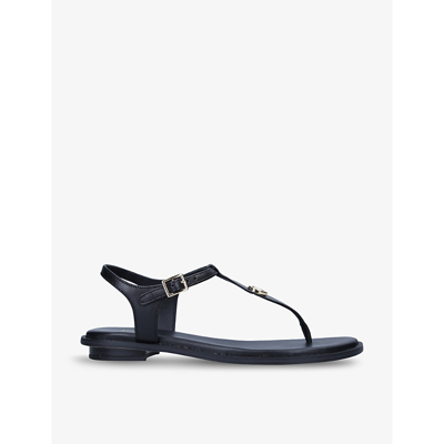 Shop Michael Michael Kors Womens Black Mallory Open-toe Leather Thong Sandals