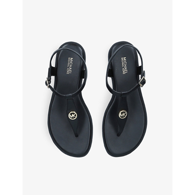 Shop Michael Michael Kors Womens Black Mallory Open-toe Leather Thong Sandals