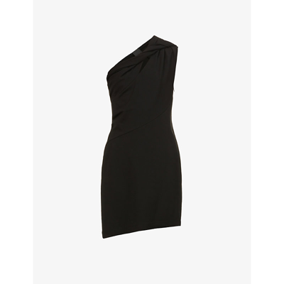 Shop Givenchy Asymmetric Stretch-woven Midi Dress In Black