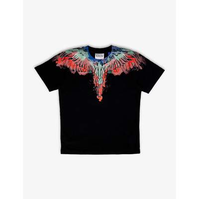 Shop Marcelo Burlon County Of Milan Wings Graphic-print Cotton T-shirt 6 Years In Black