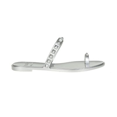 Shop Carmen Sol Maria Flat Jelly Sandals In Silver