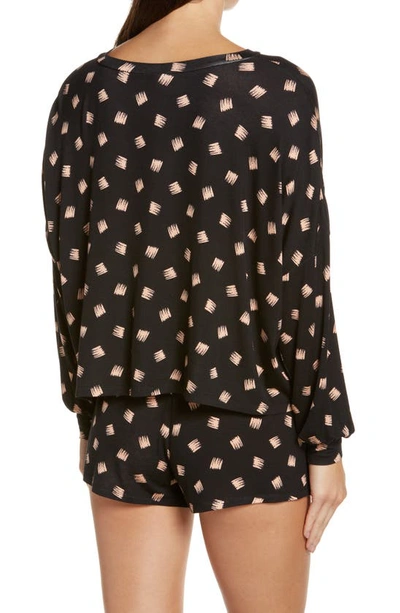 Honeydew Intimates All American Long Sleeve Shortie Pajamas In Black Geo