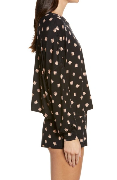 Honeydew Intimates All American Long Sleeve Shortie Pajamas In Black Geo