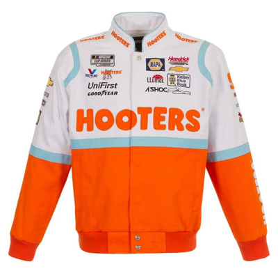 Shop Jh Design White/orange Chase Elliott Hooters Twill Uniform Full-snap Jacket