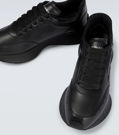 Shop Alexander Mcqueen Sprint Leather Sneakers In Black/black