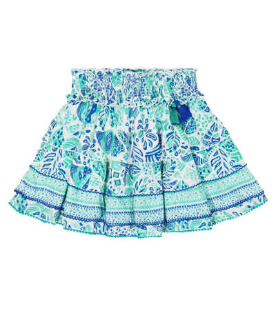 Shop Poupette St Barth Ariel Floral Mini Skirt In Aqua Chagal