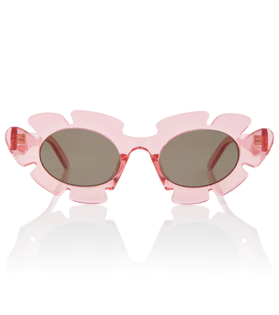 Shop Loewe Paula's Ibiza Cat-eye Sunglasses In Shiny Pink / Brown