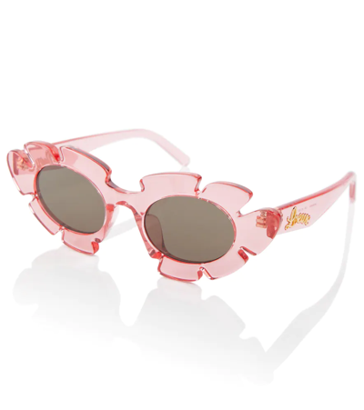 Shop Loewe Paula's Ibiza Cat-eye Sunglasses In Shiny Pink / Brown