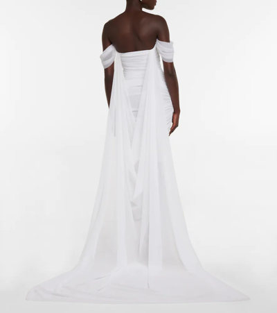 Shop Norma Kamali Walter Off-shoulder Gown In Snow White